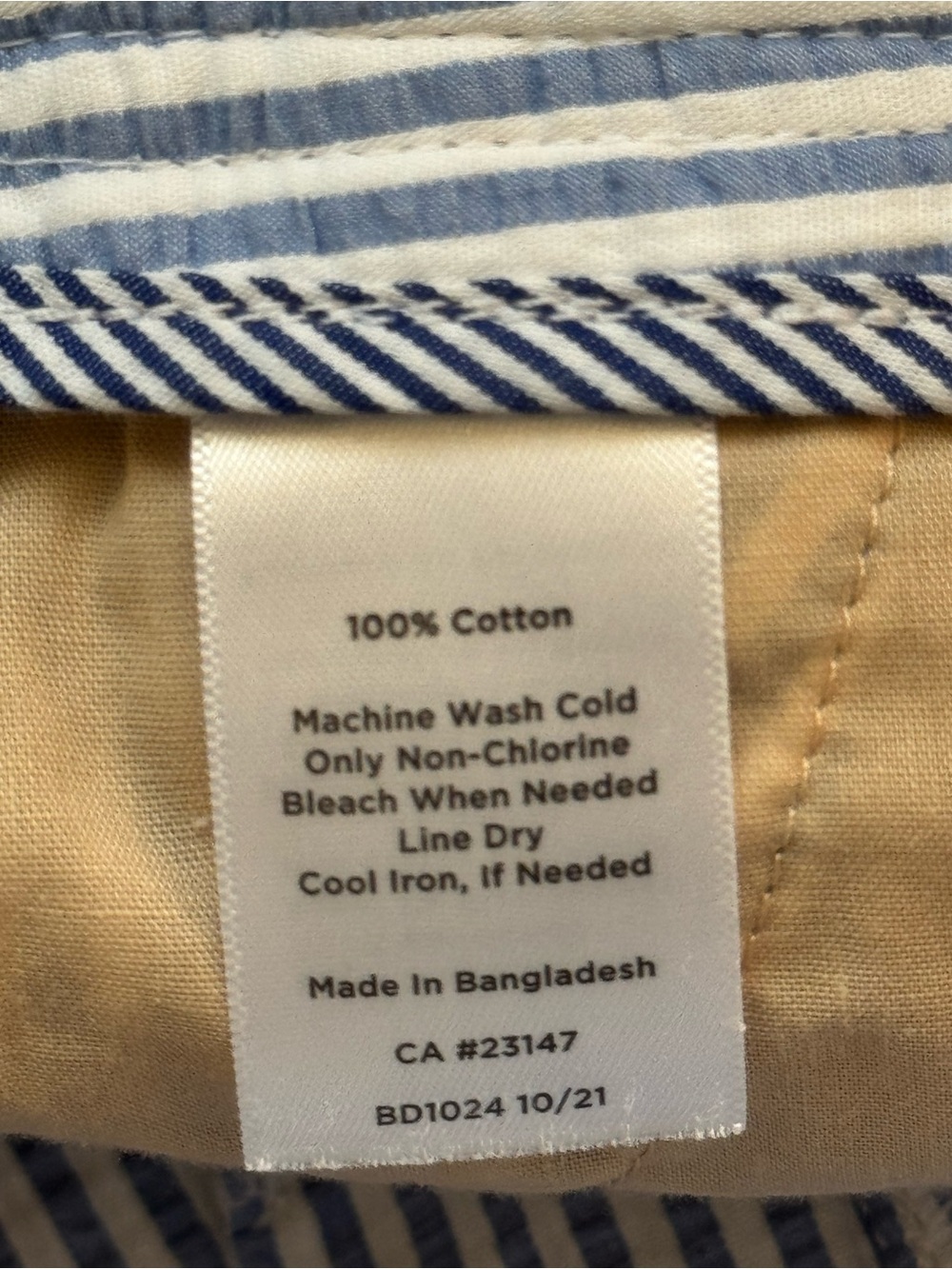 Talbots Blue and White Striped Seersucker Bermuda Shorts relaxed chino - Picture 5 of 5